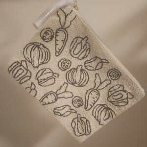 By Anthropologie Fiona Large Beaded Pouch Vegetables  NWT